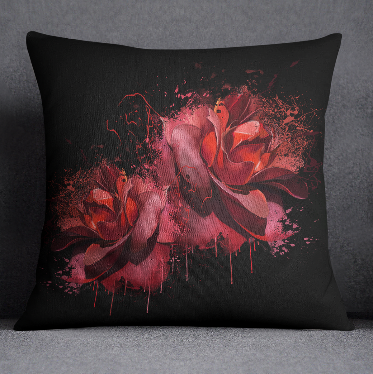 Red rose throw sales pillow