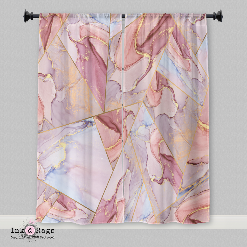 Pink Gold Geometric Stained Glass Curtains