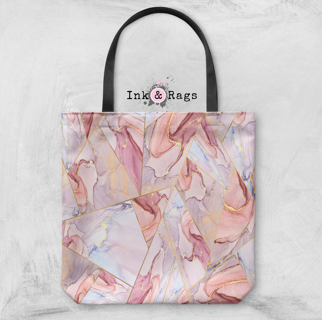 Pink Gold Geometric Stained Glass Casual Tote
