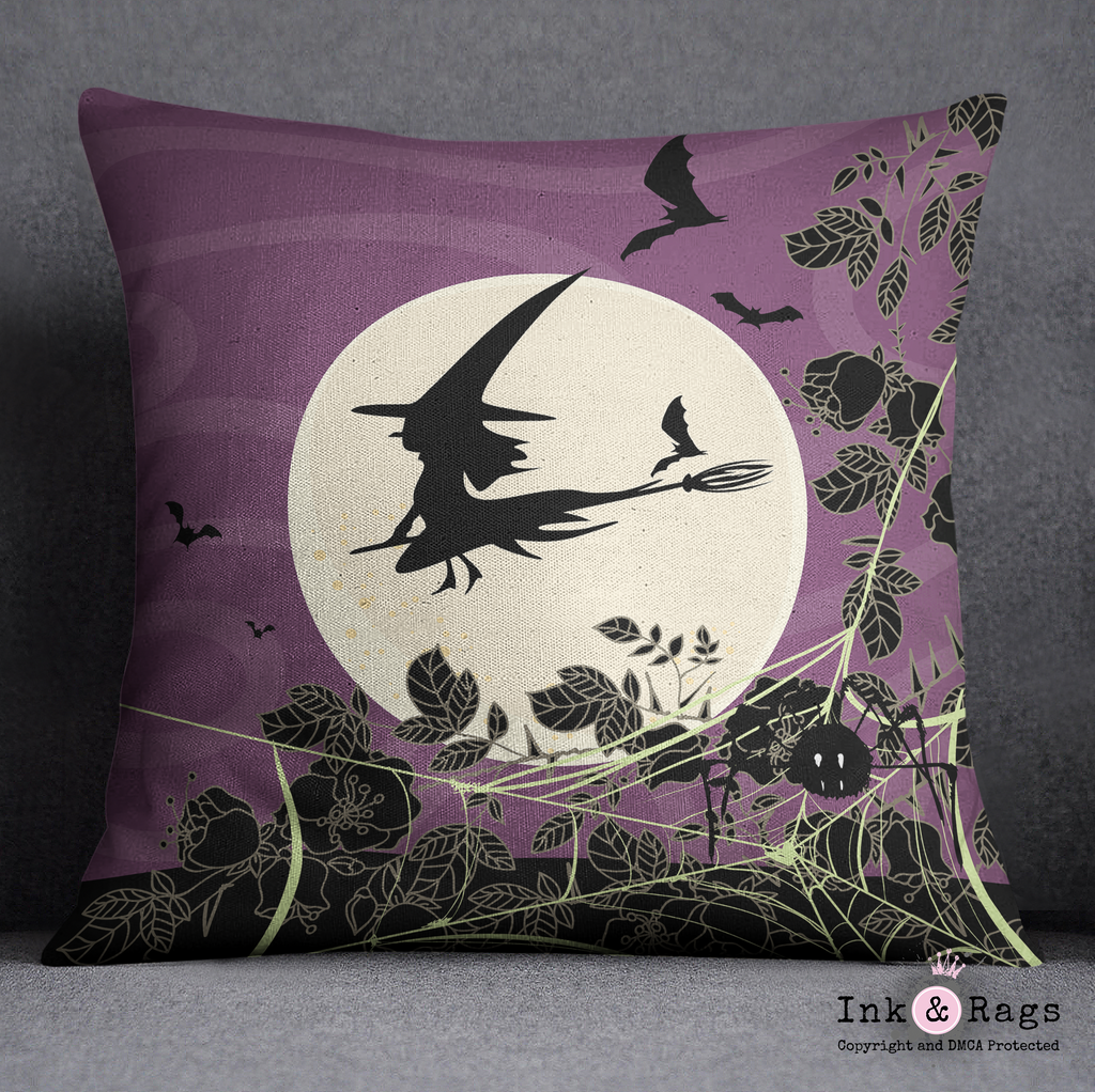 Full Moon Witch Halloween Pillow