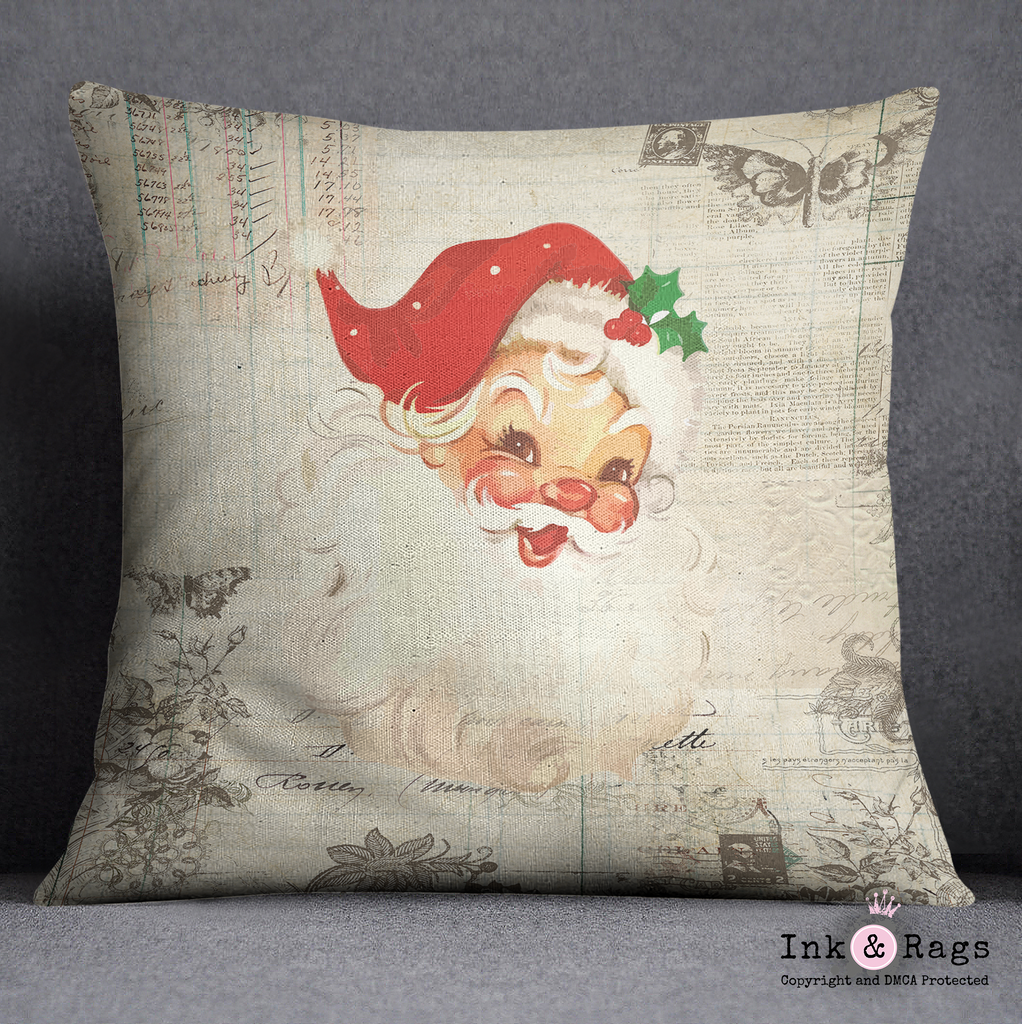 Shabby Chick Red Santa Holiday Pillow