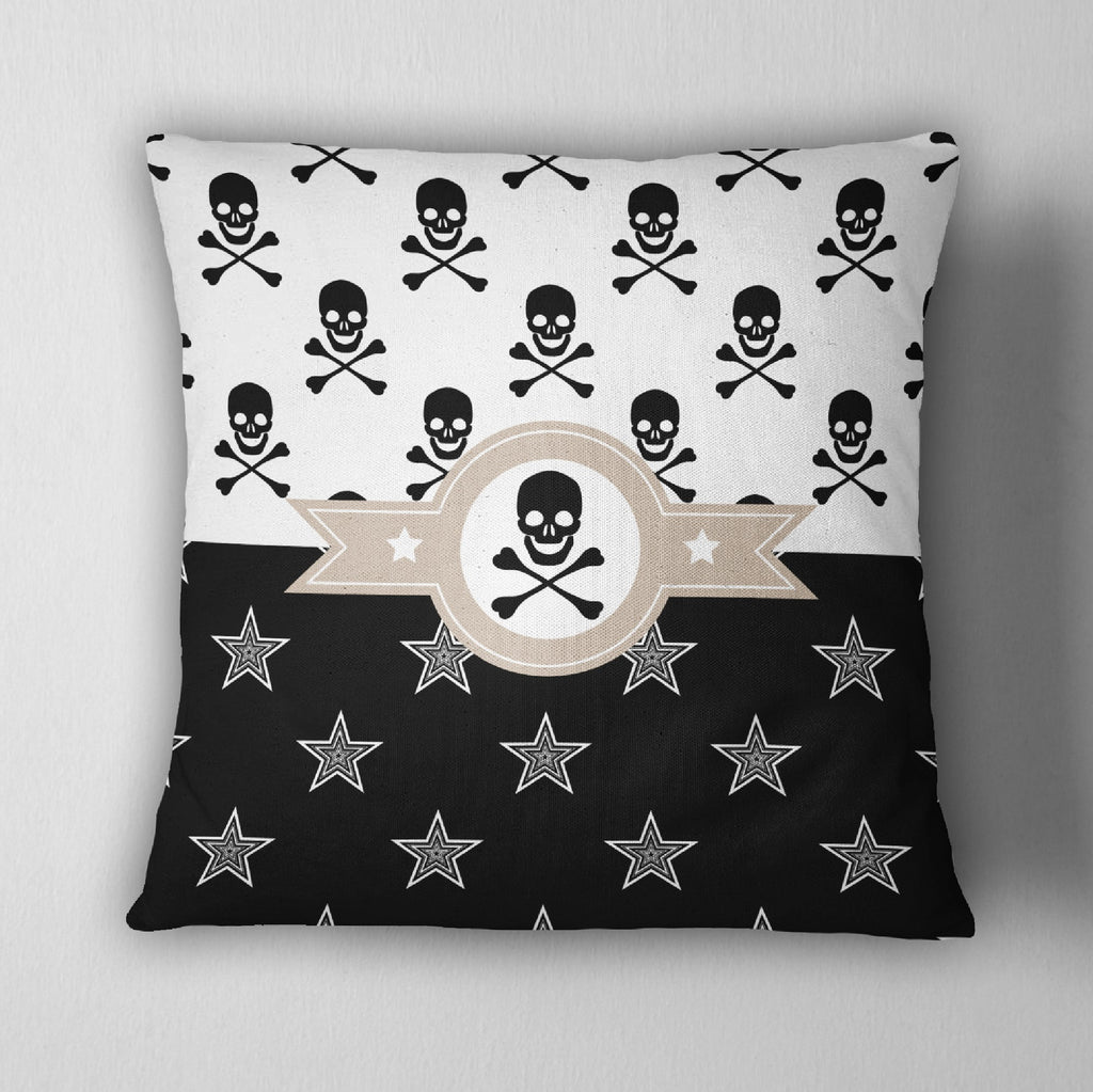 Jolly Roger Texas Star Skull Throw Pillow