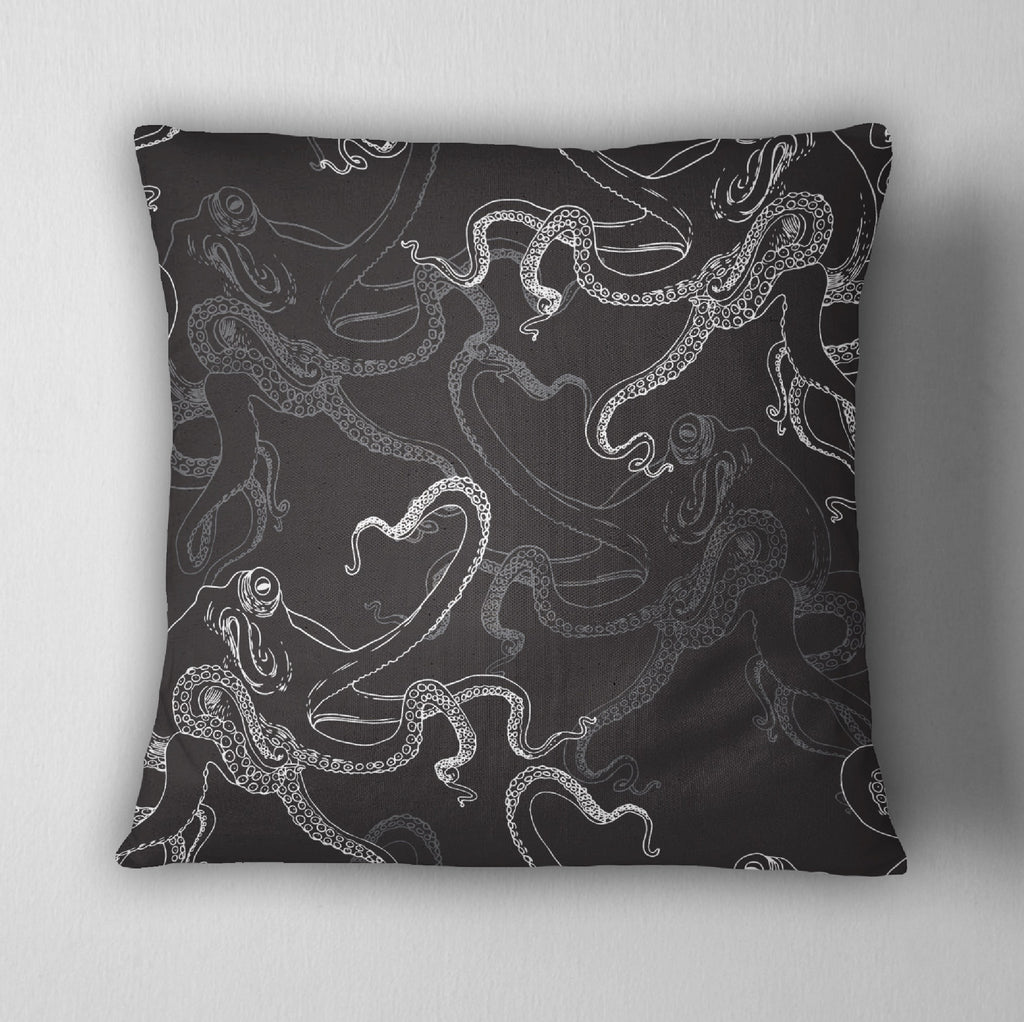 Black Octopus Throw Pillow