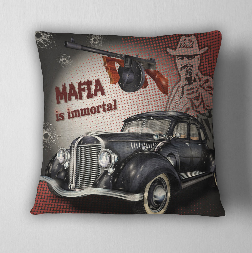 Mafia is Immortal Gangster Style Throw Pillow
