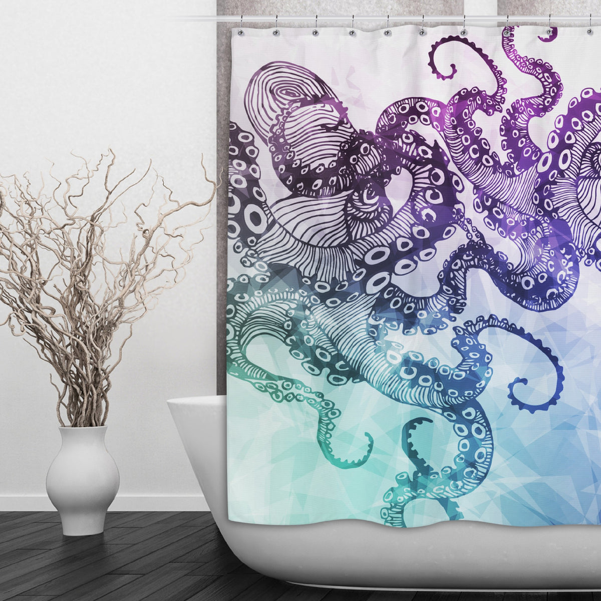 Modern Watercolor Octopus Shower Curtains and Optional Bath Mats – Ink and  Rags