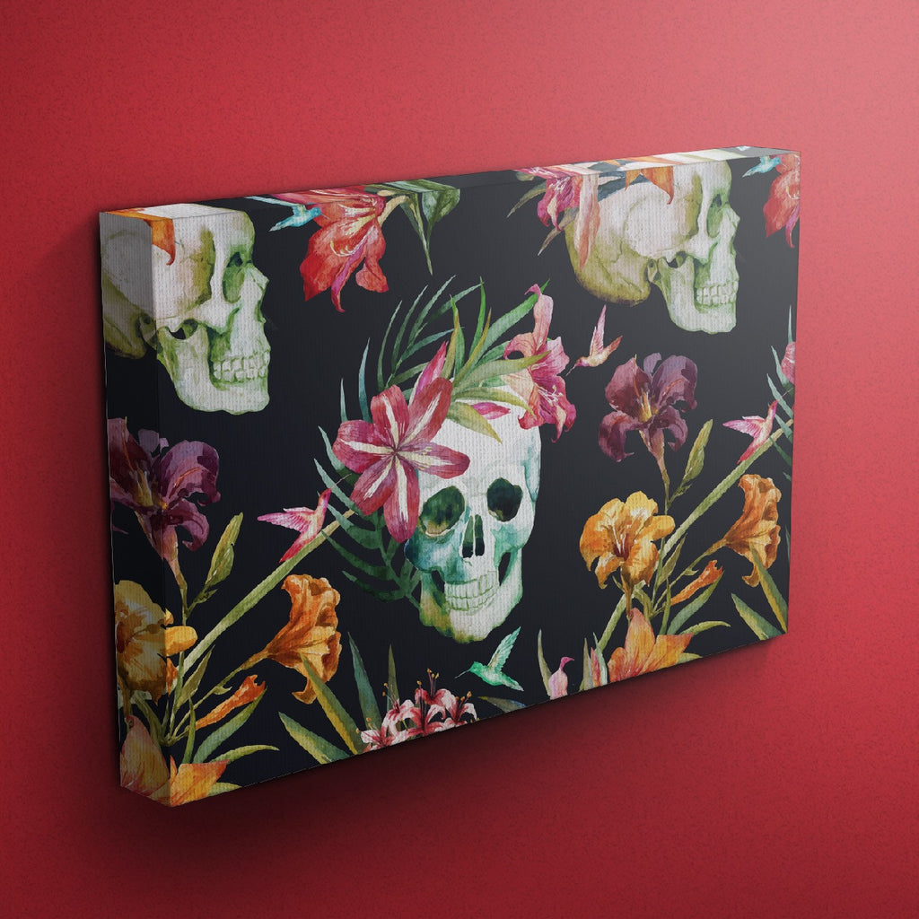Tropical Lily Skull Gallery Wrapped Canvas