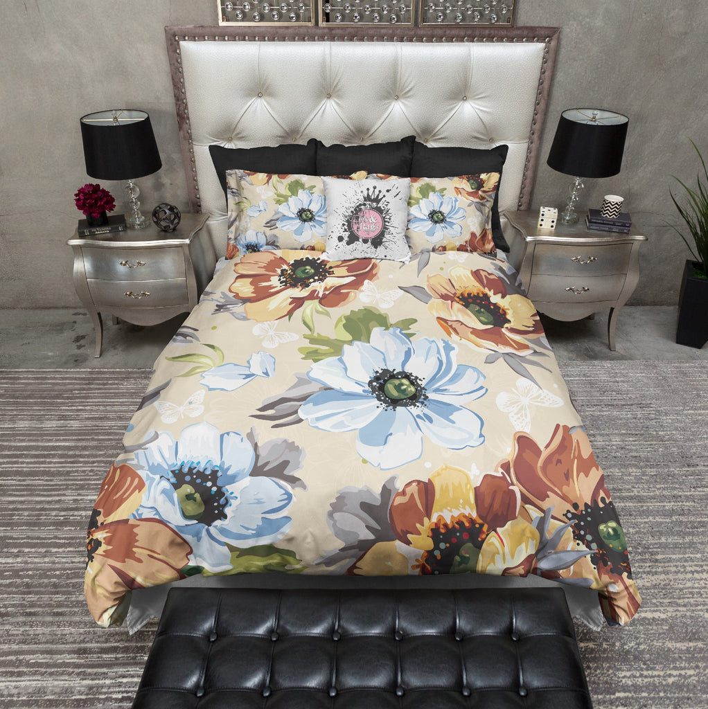 White Butterfly and Flower Bedding Collection