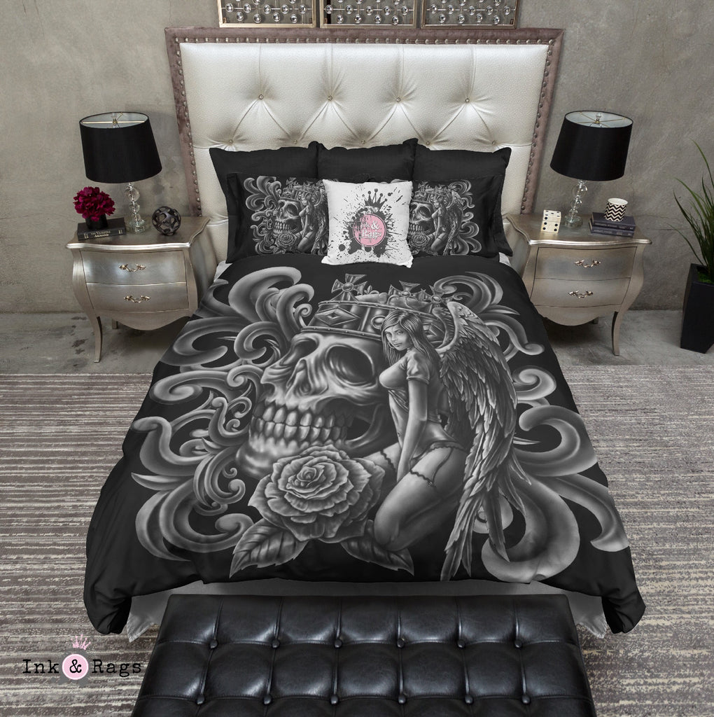 The Angel and Her King Skull Bedding Collection