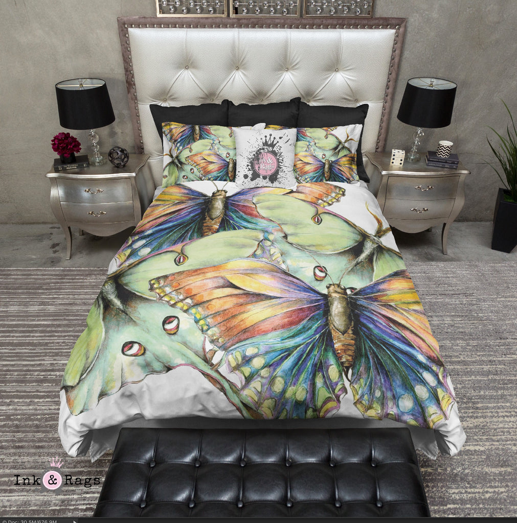 Butterfly and Luna Moth Watercolor Bedding Collection