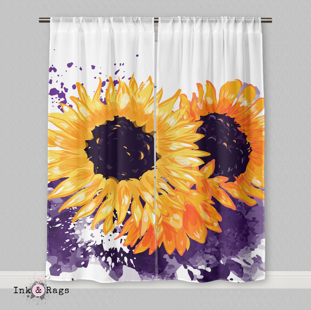 Sunflowers with a Splash of Purple Curtains