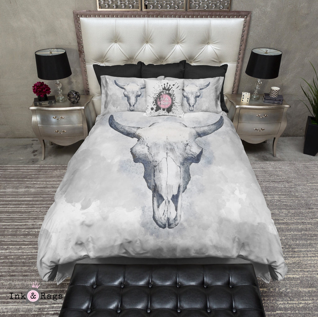 Blue Bull Cow Skull Bedding Collection