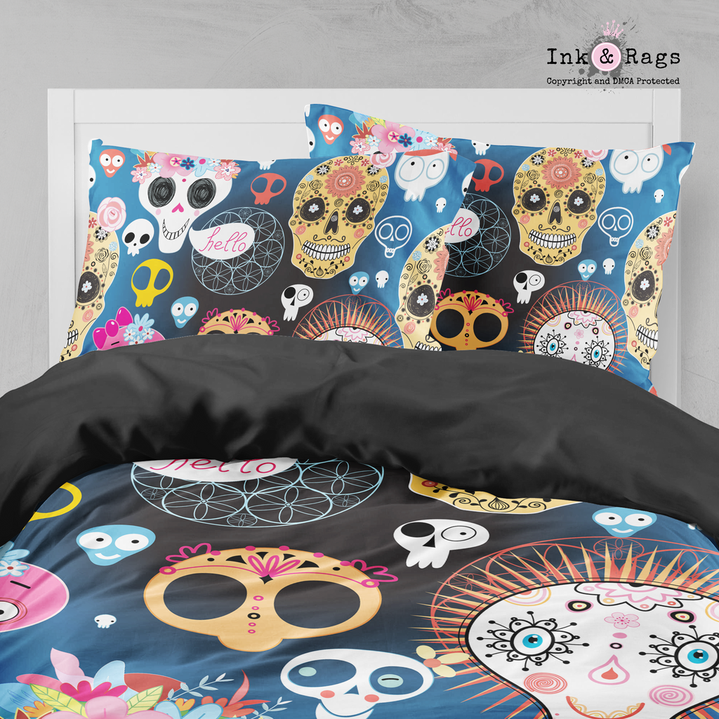 Playful Doodle Skull Duvet Bedding Sets Collection