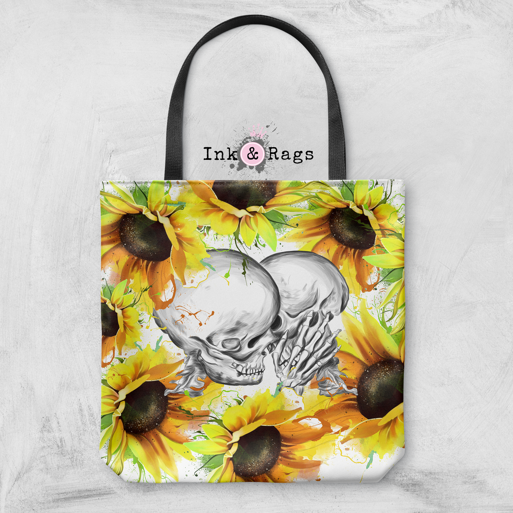 Sunflower Kiss Skull Casual Tote