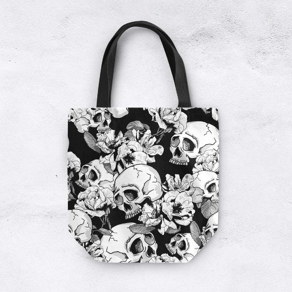 Black and White Contrast Skull Casual Tote