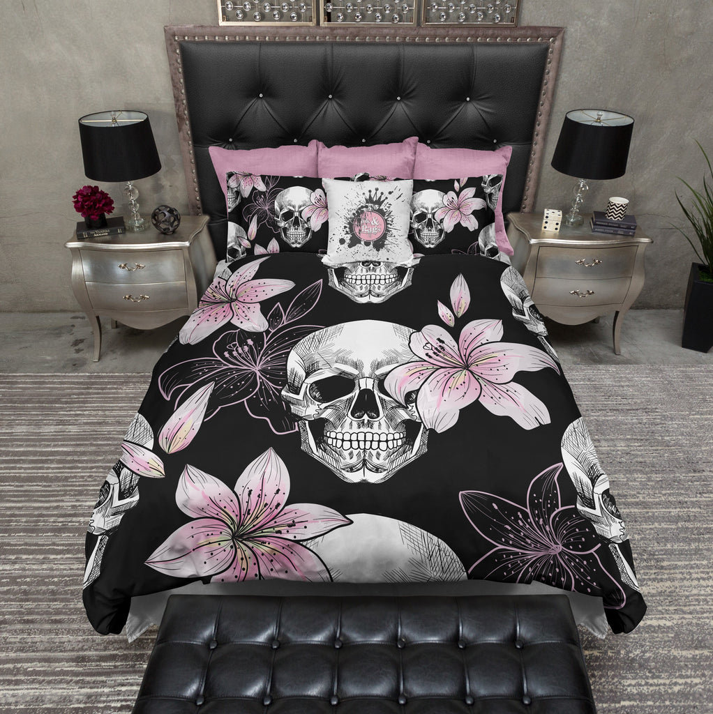 Pink Lily Skull Bedding Collection