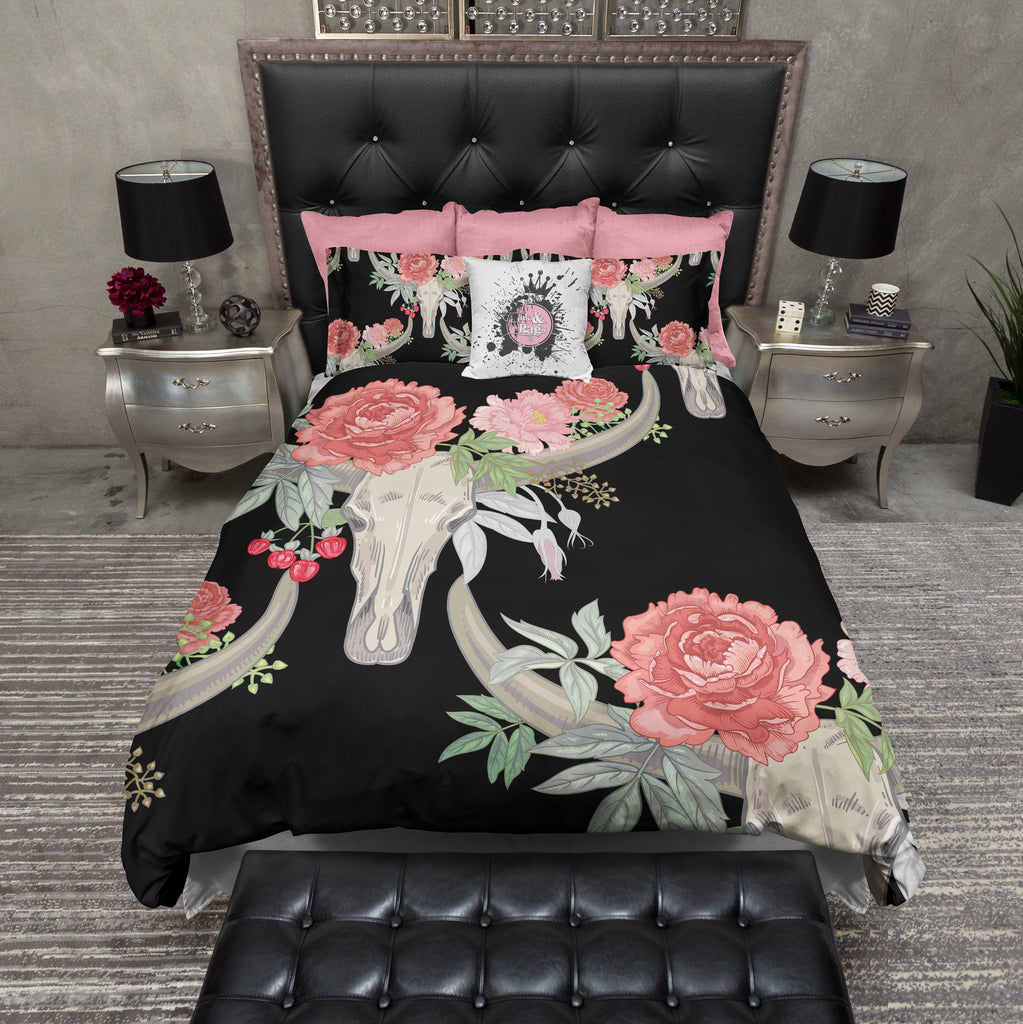 Texas Longhorn Flower and Steer Bull Cow Skull Bedding Collection