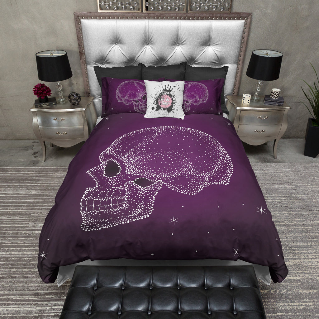 Purple Galaxy Dot Skull Bedding Collection