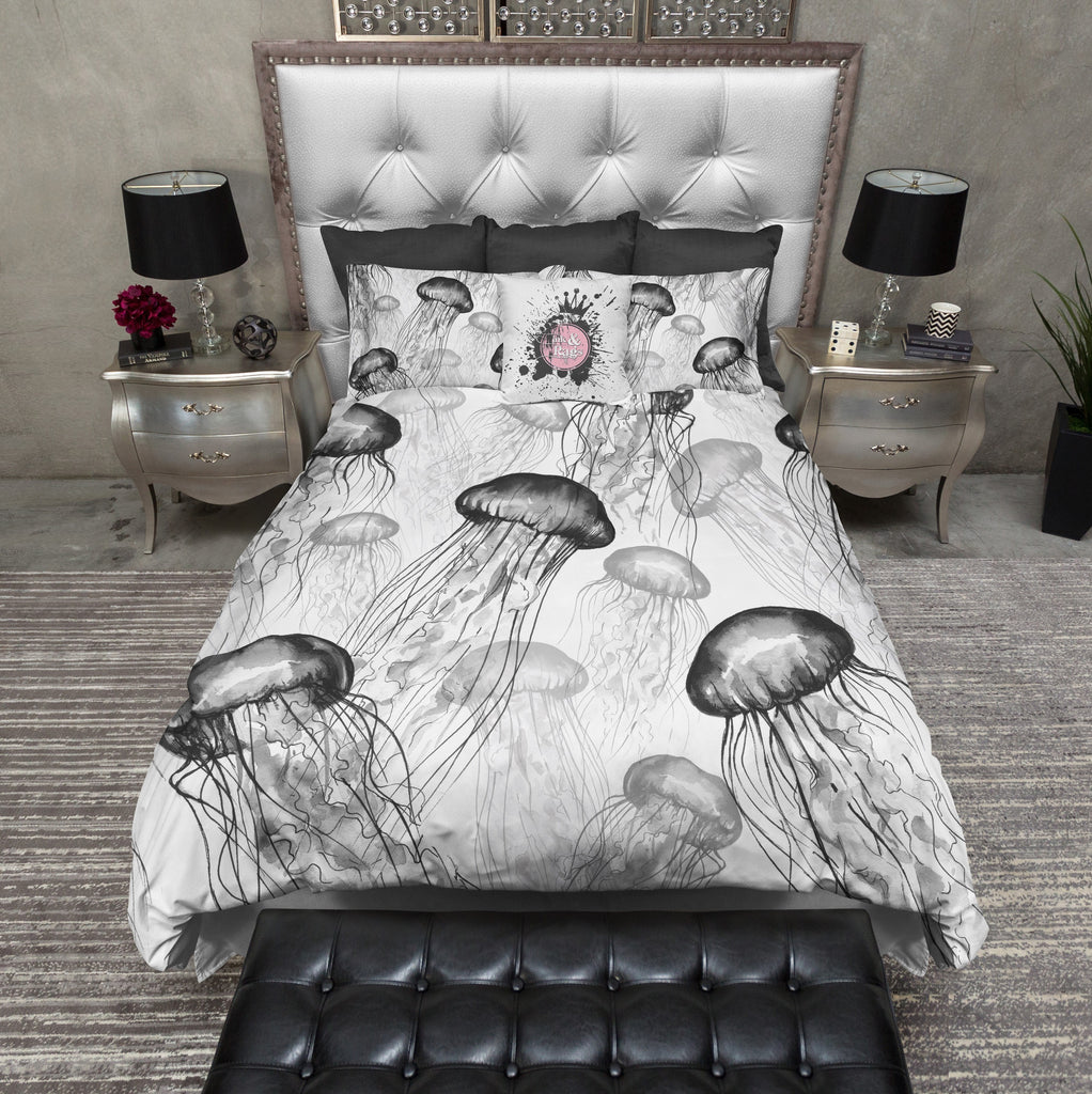 White and Black Jellyfish Bedding Collection