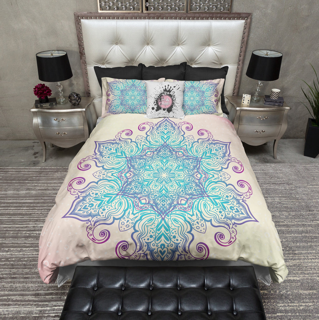 Boho Blue and Purple Mandala Bedding Collection