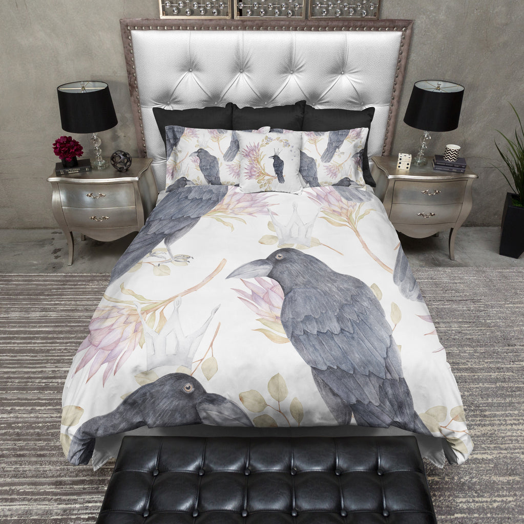 Crowned Crow and Floral Bedding Collection