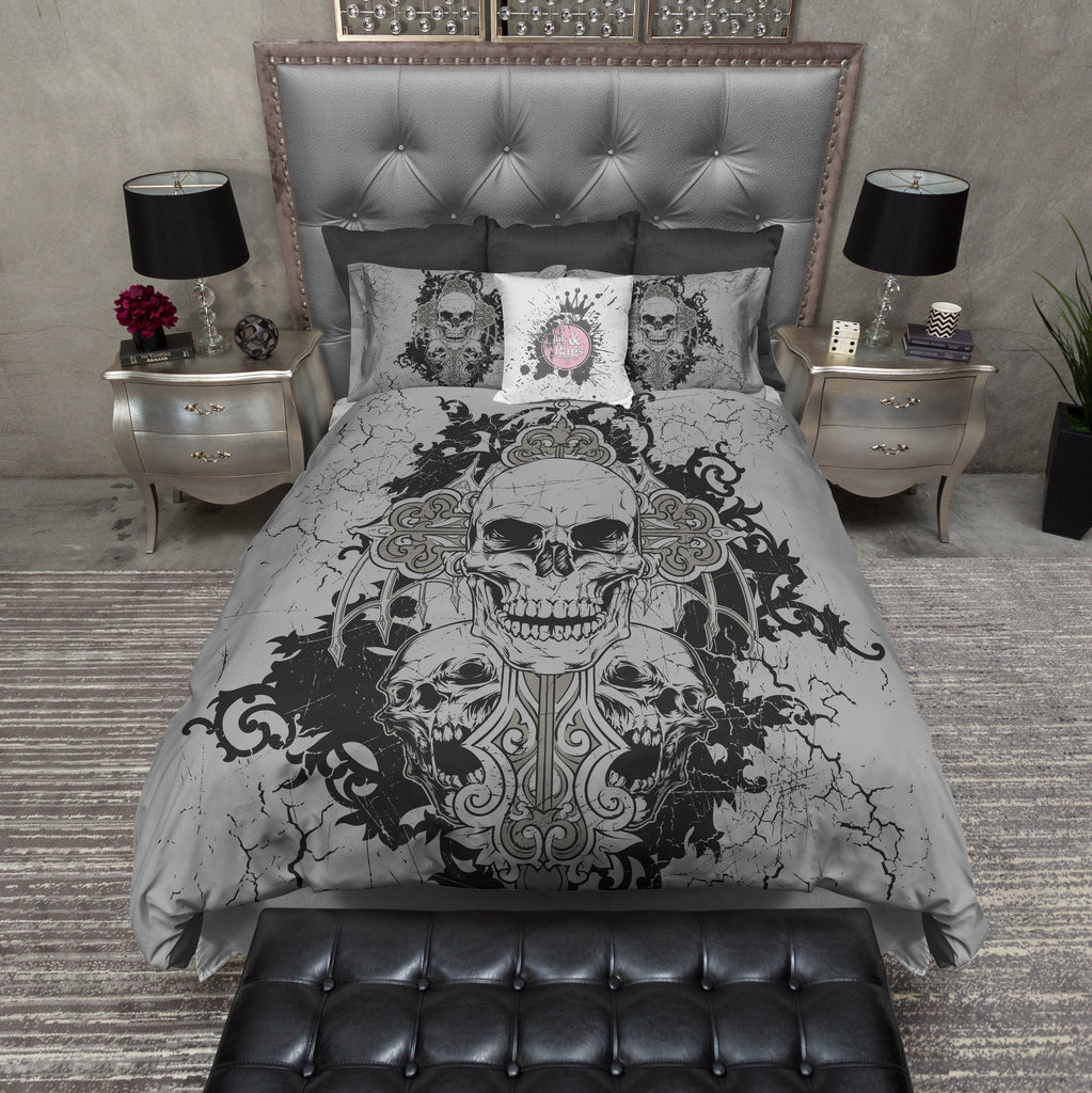 Cross and Three Skull Bedding Collection