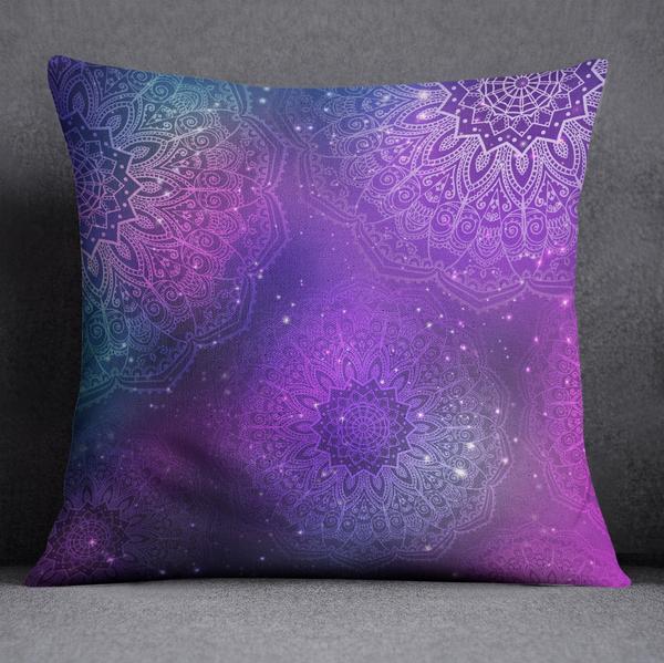 Purple Pink Teal and Blue BOHO Throw Pillow