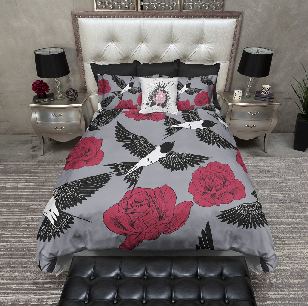 Red Rose and Swallow Bedding Collection