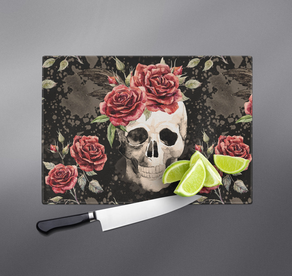 Antiqued Rose and Skull Cutting Boards