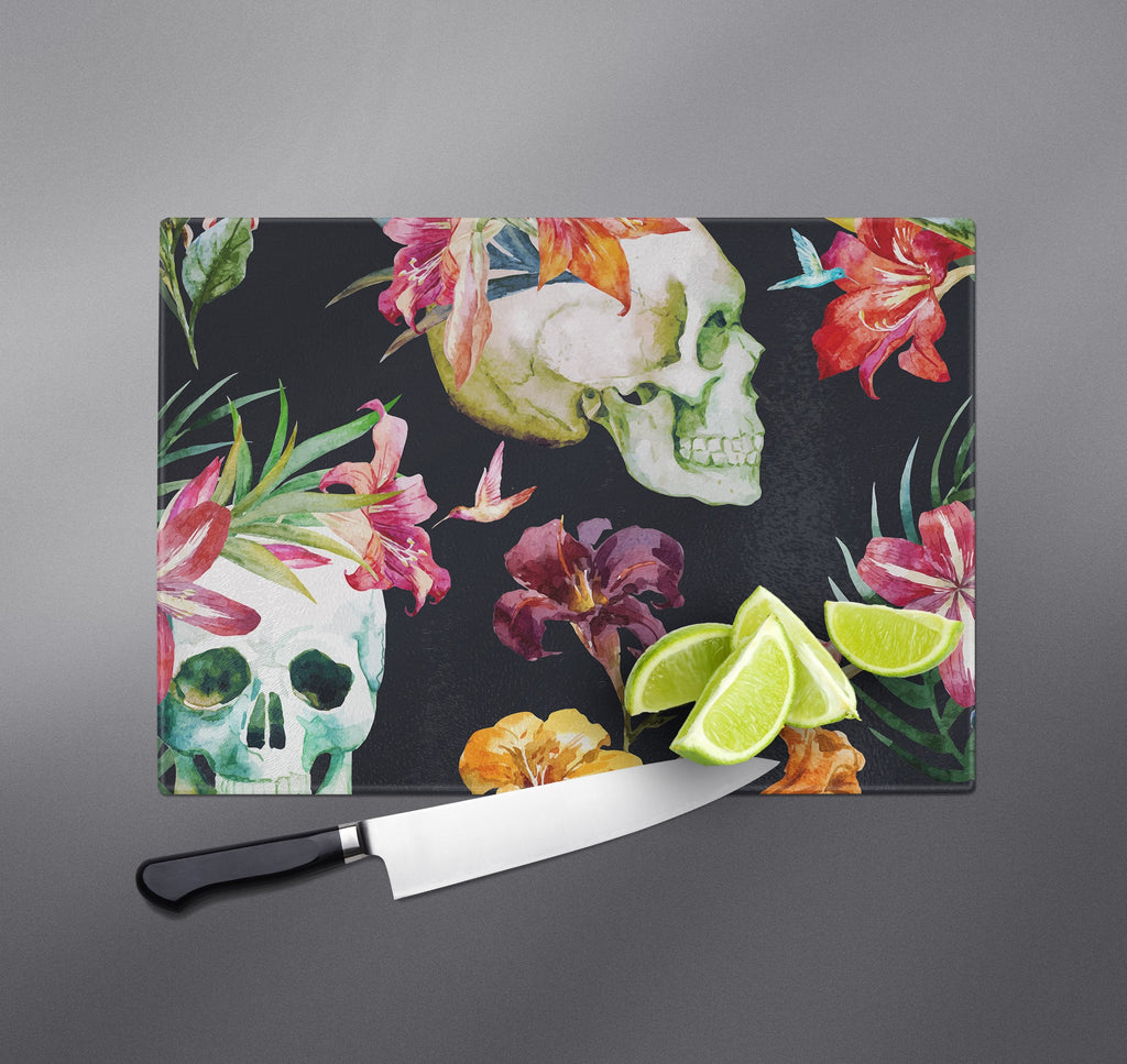 Tropical Lily Skull Cutting Boards
