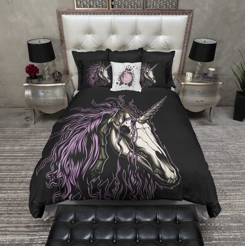 Purple Mane Wild Unicorn Skull Bedding Collection