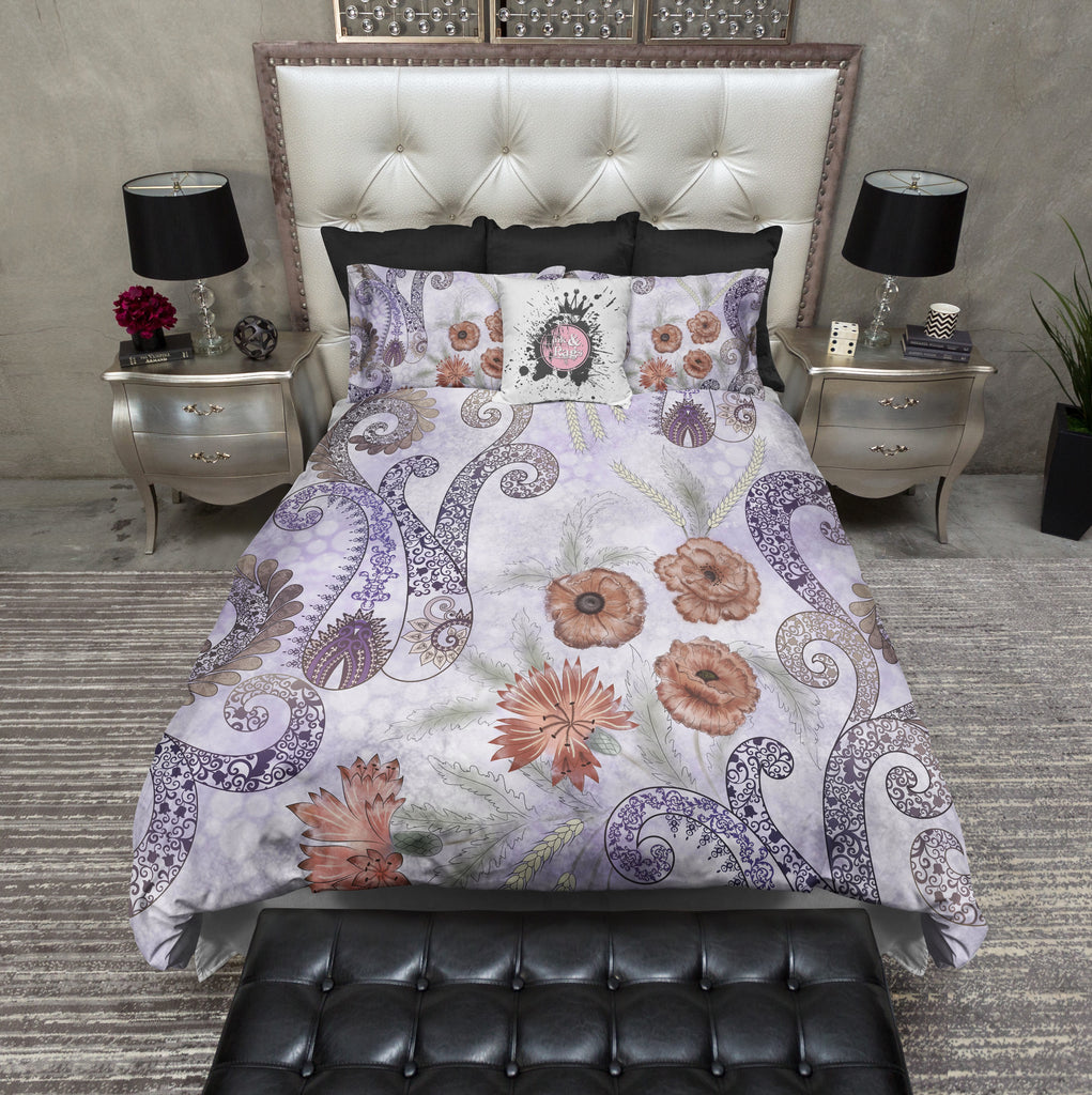 Bohemian Purple Octopus Tentacle and Flower Bedding Collection