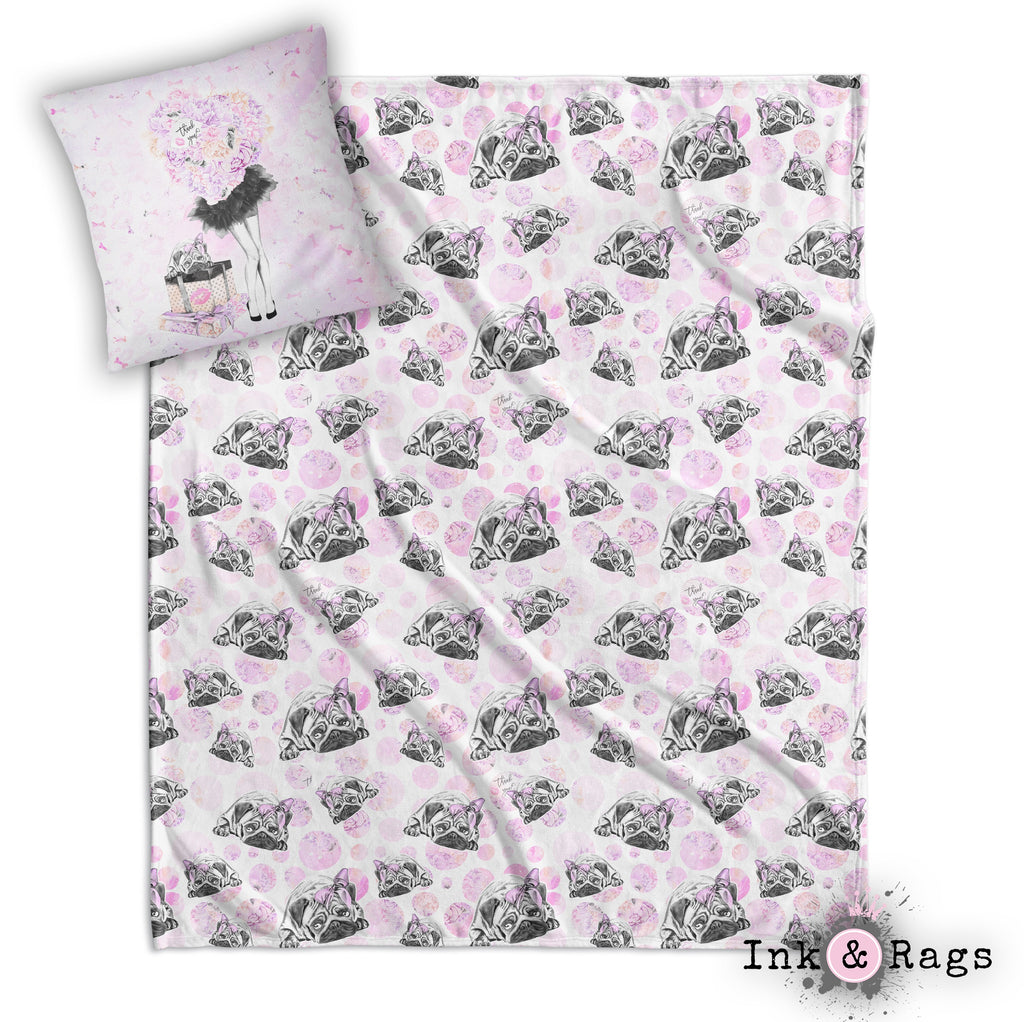 Pug Love A Girls Best Friend Fashion Decorative Throw and Pillow Cover Set