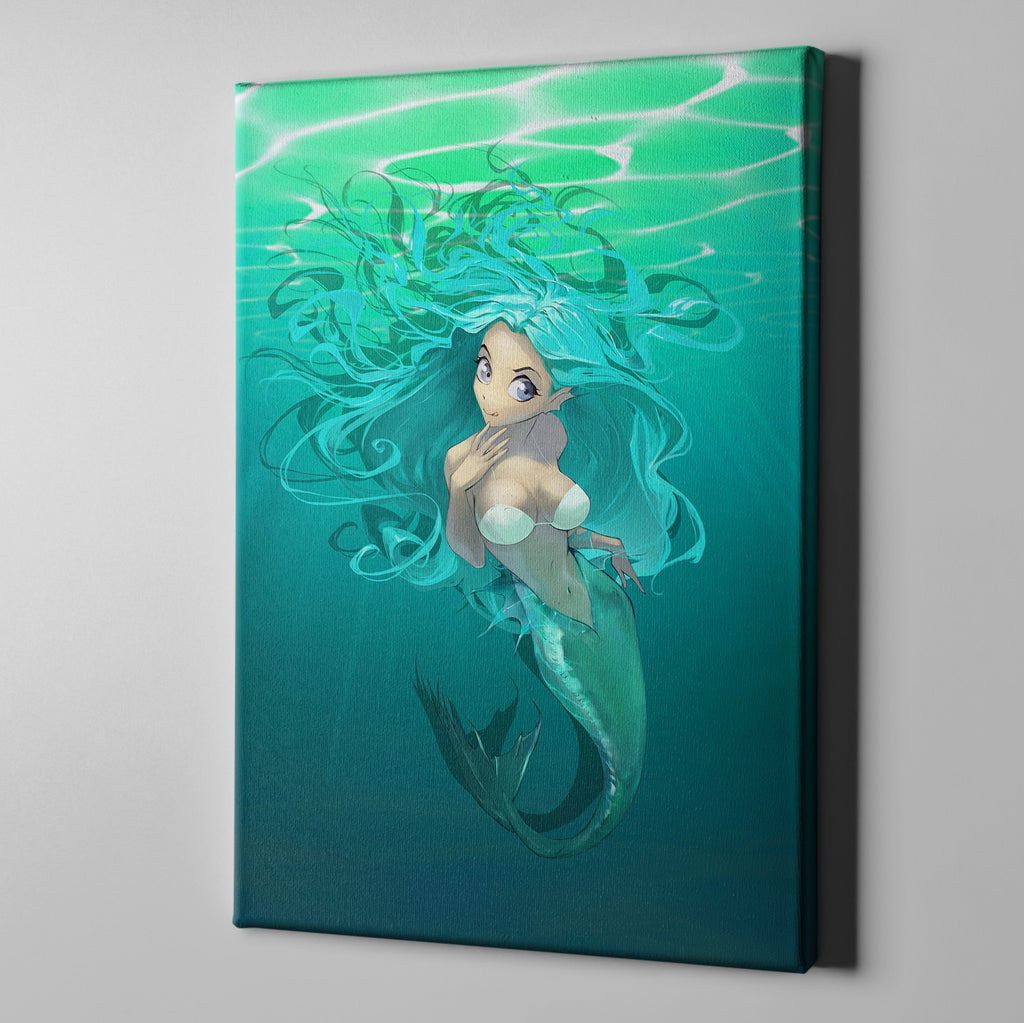 Underwater Anime Mermaid Gallery Wrapped Canvas
