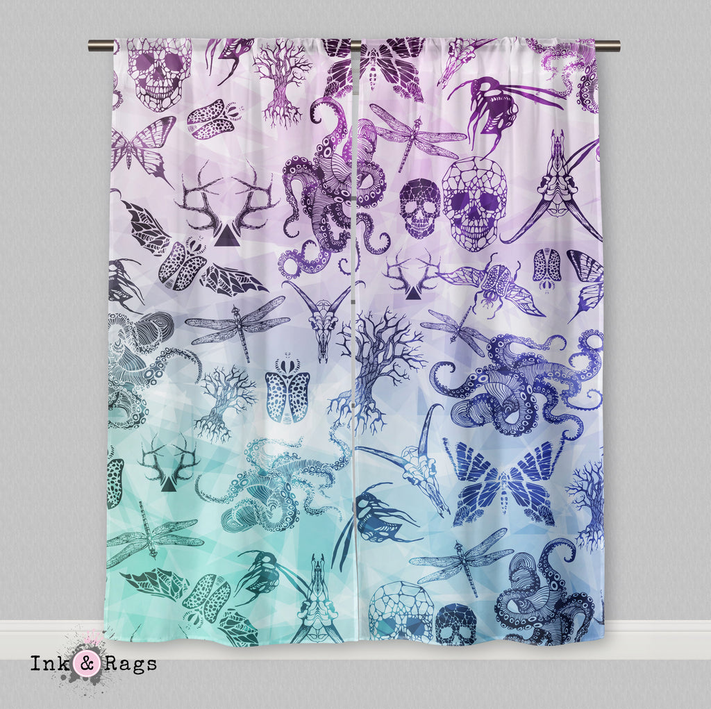 Watercolor Octo Skull and More Curtains