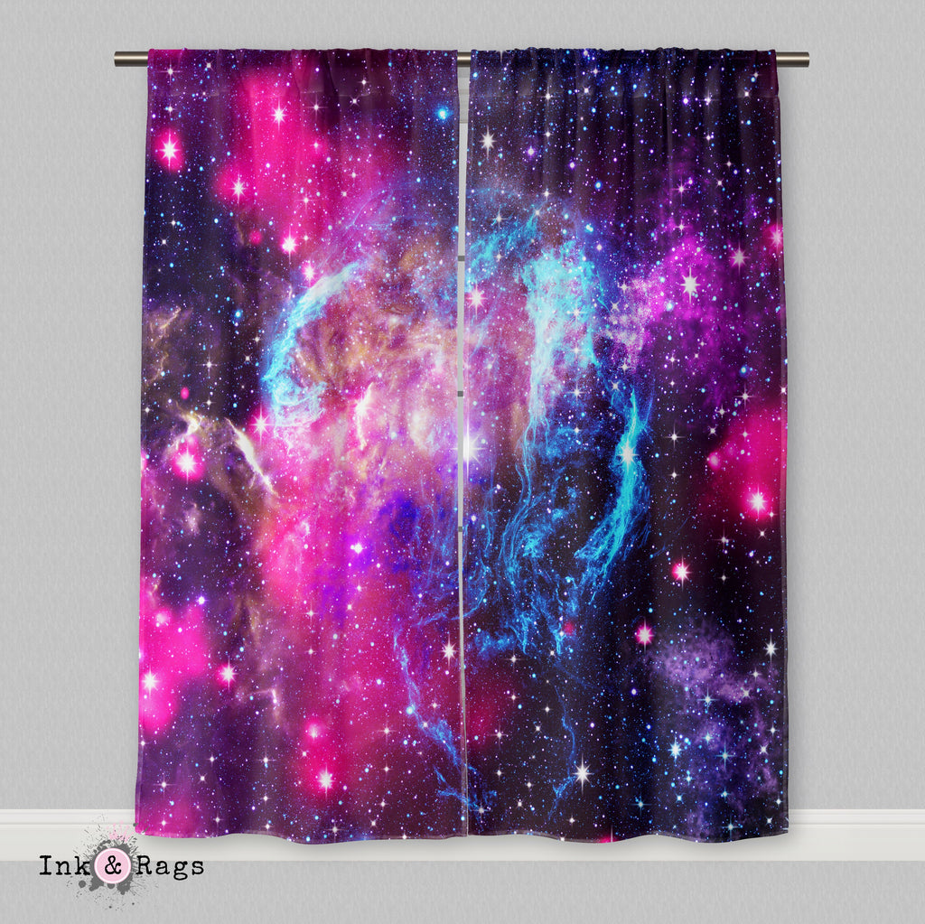 Pink and Blue Nebula Galaxy Curtains