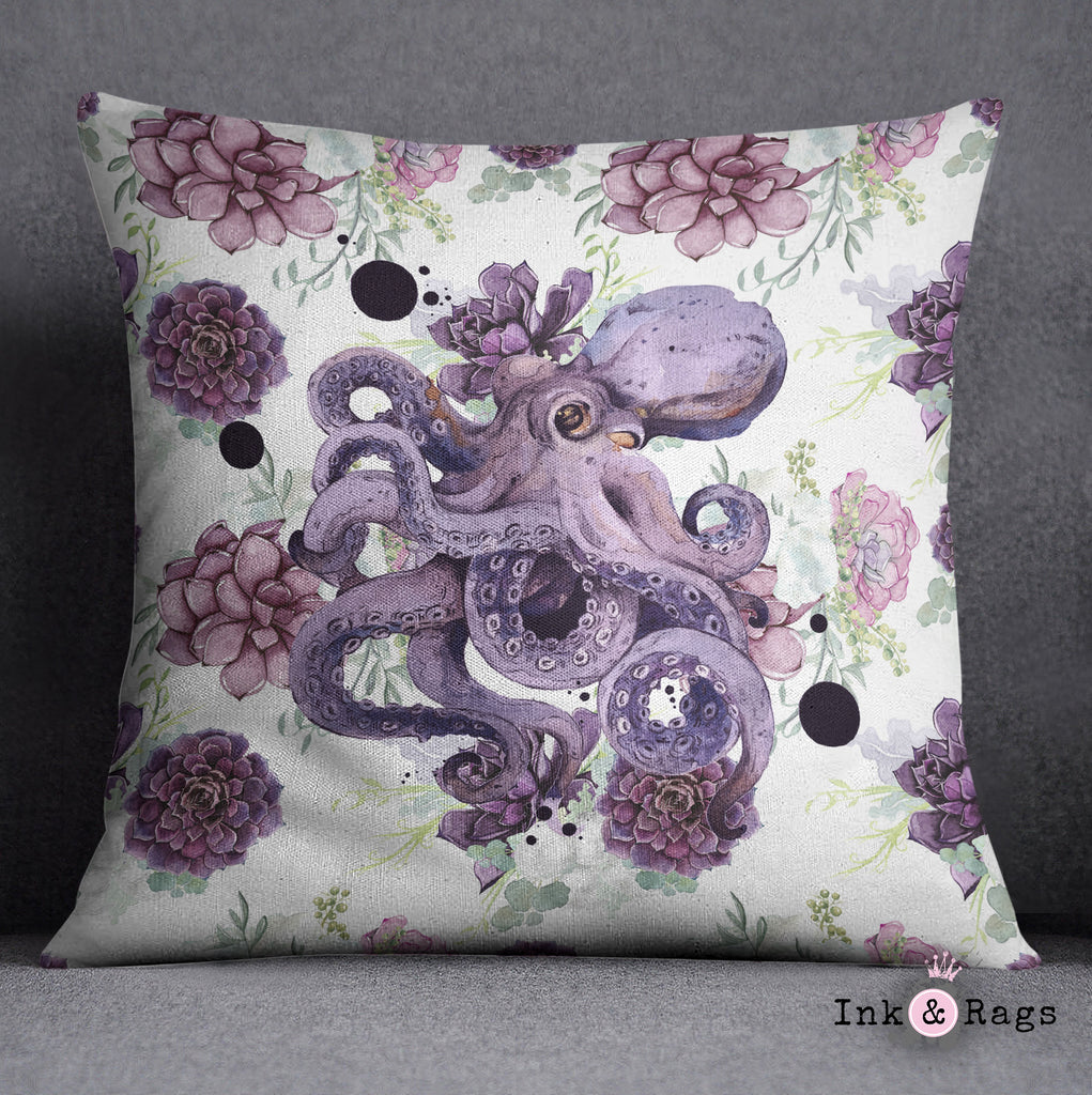 Succulent Octopus Ink Decorative Throw and Pillow Cover Set