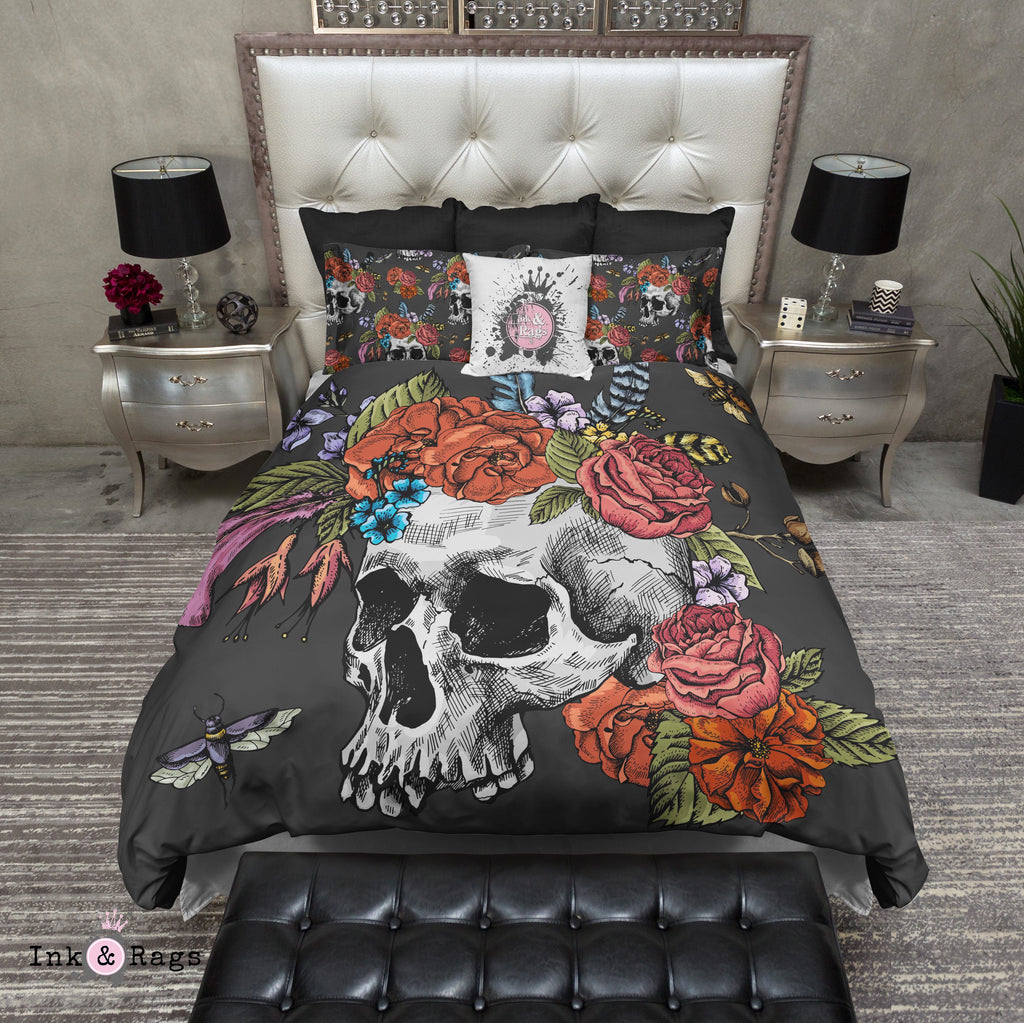 Botanical Feather Bees and Skull Bedding Collection