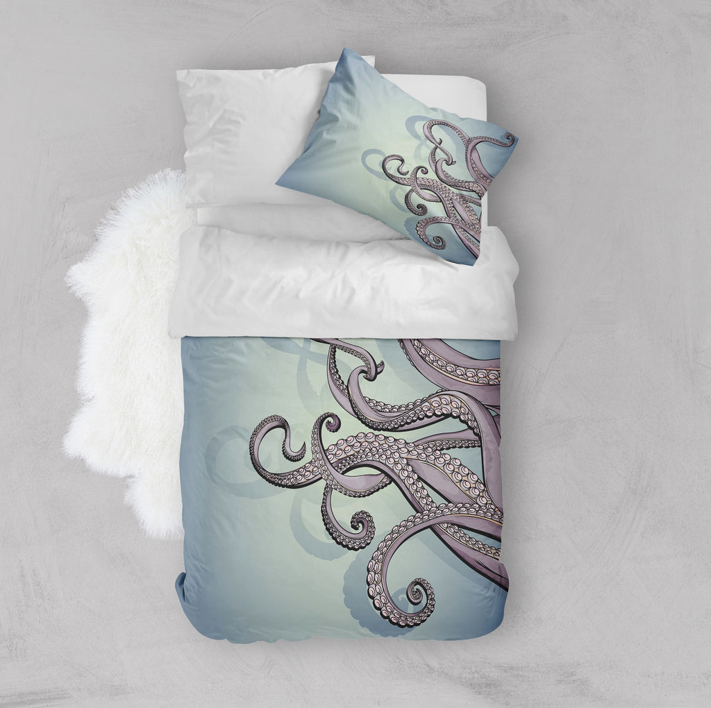 Purple Tentacle Octopus Sea Blue Green Crib and Toddler Bedding Collection