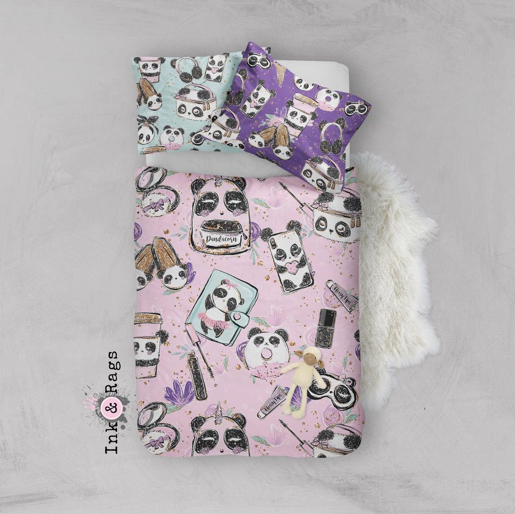 Panda Girl Fashion Crib and Toddler Bedding Collection