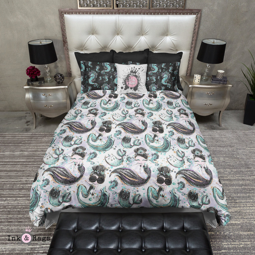 Breakfast At Tiffany Audrey Mermaid Caticorn Seahorse Bedding Collection