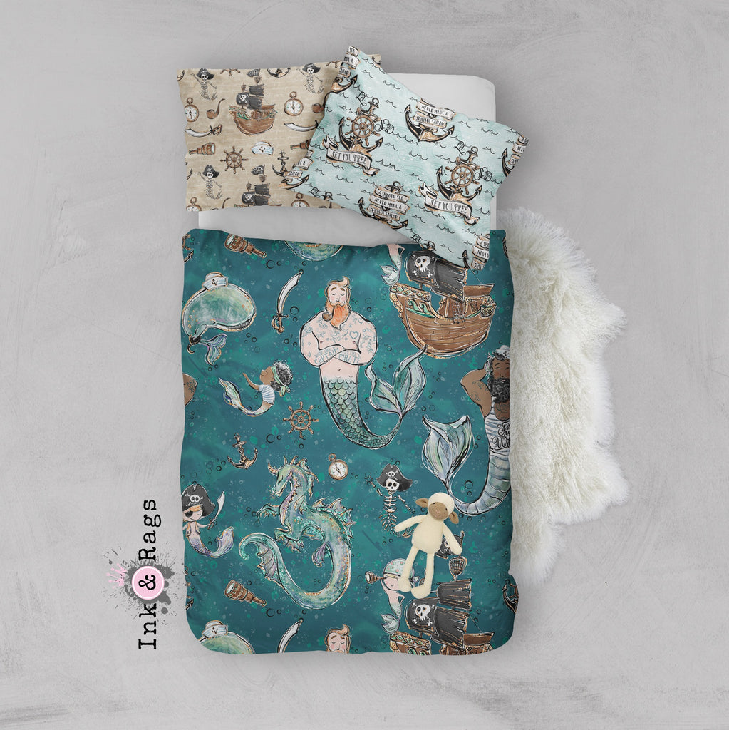 Majestic Merman and Merboy Pirate Dragon Crib and Toddler Bedding Collection