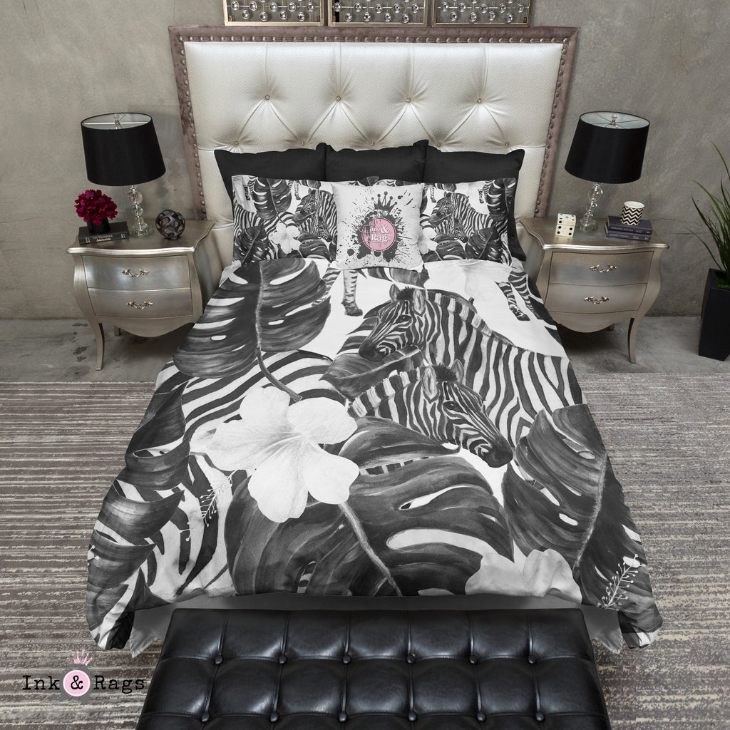 Black and White Tropical Zebra Bedding Collection