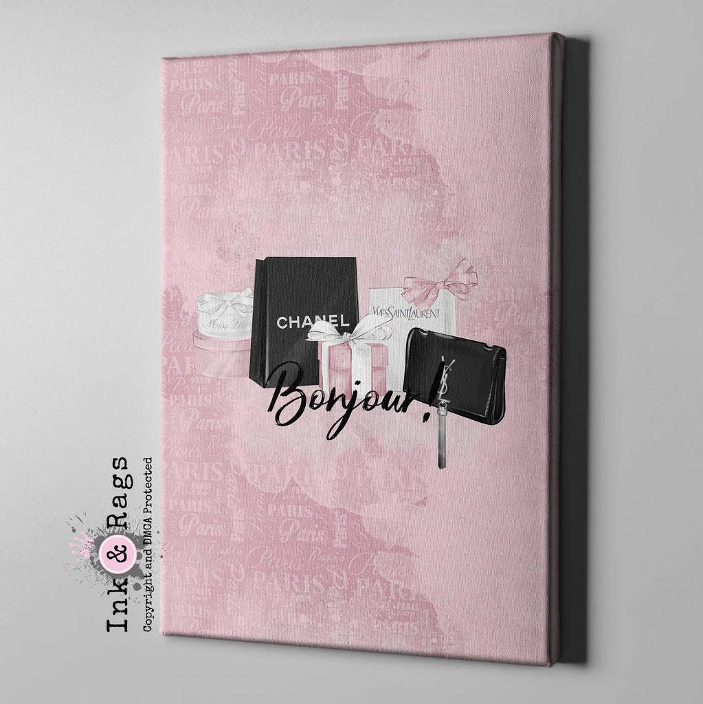Shopping Spree Pink Fashion Gallery Wrapped Canvas