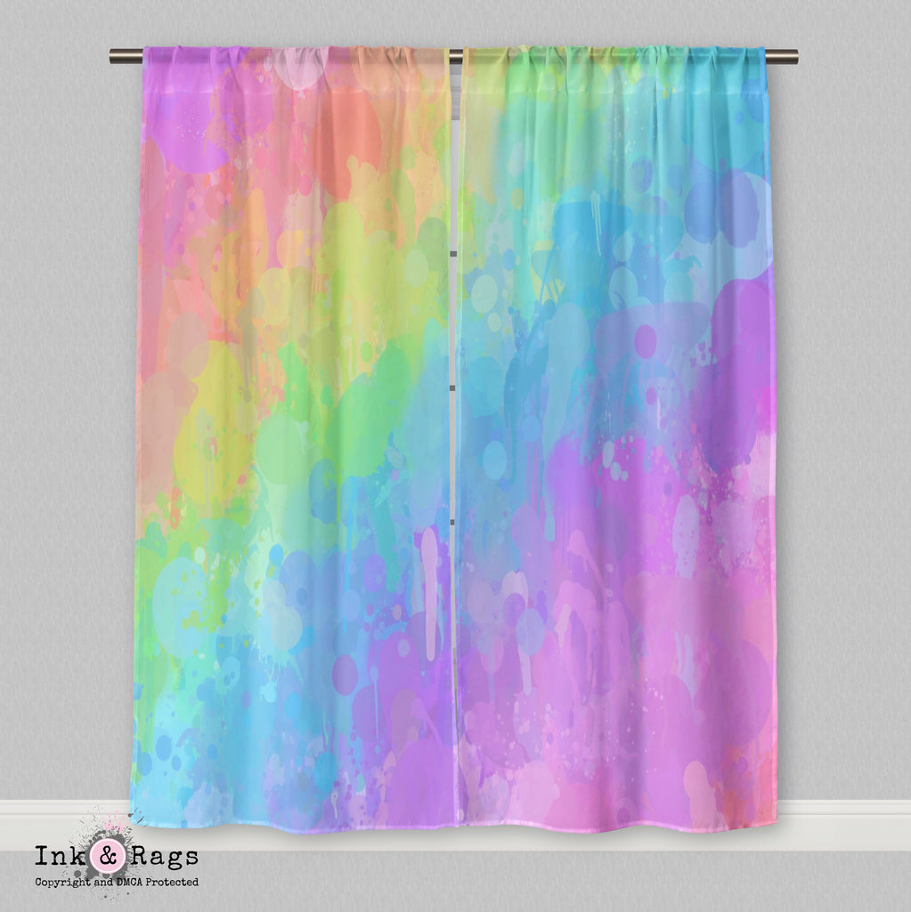 Rainbow Paint Splatter Curtains