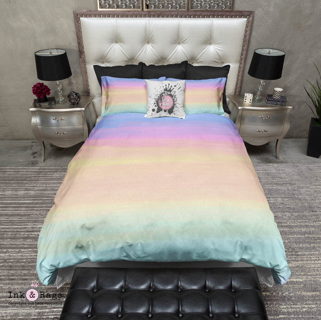 Ombre Watercolor Rainbow Bedding Collection