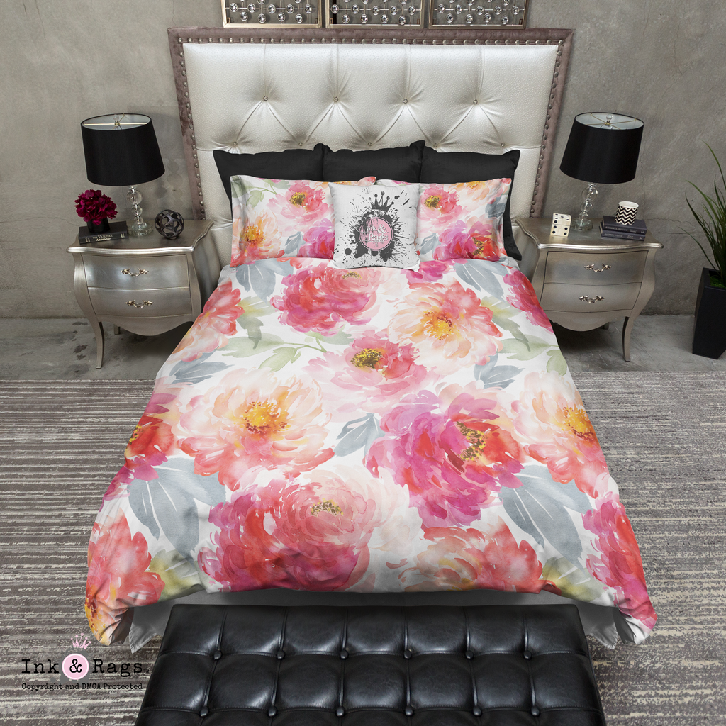 Watercolor Peonies in Bloom Bedding Collection