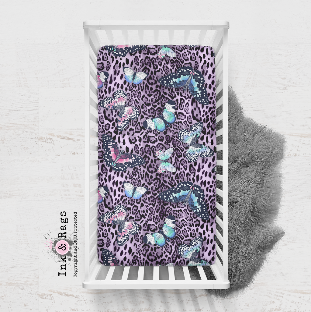 Purple Leopard Butterfly Crib and Toddler Bedding Collection