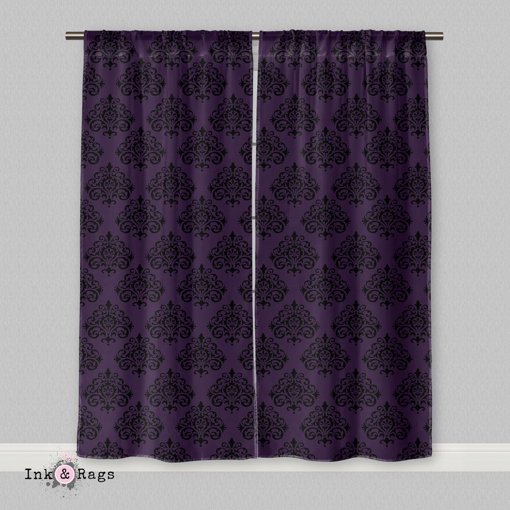 Purple Black Damask Curtains