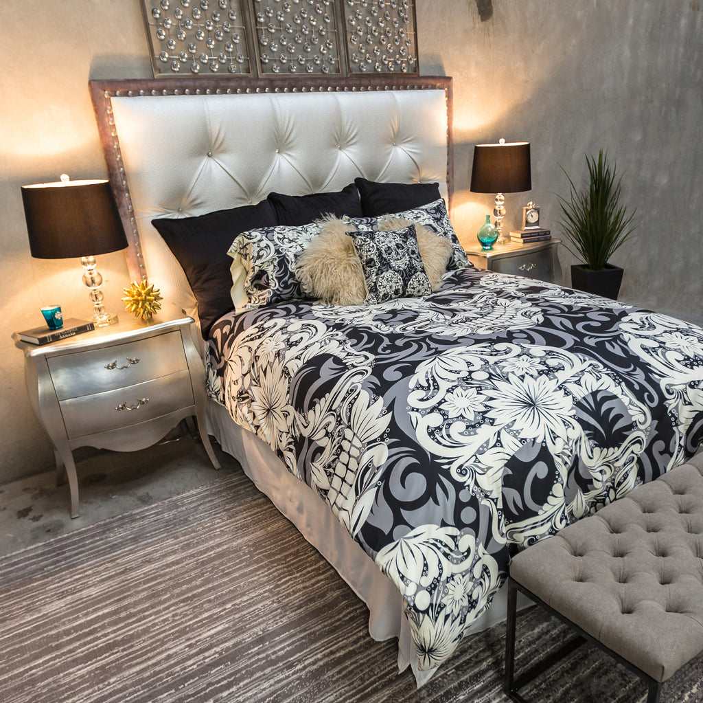 Black and Grey Scroll Skull CREAM Bedding Collection
