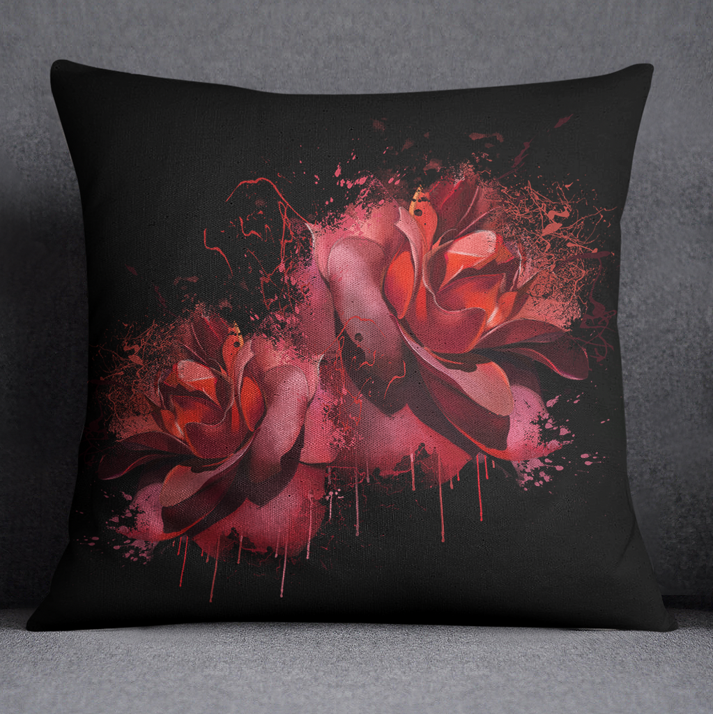Bleeding Red Rose Decorative Throw and Pillow Cover Set